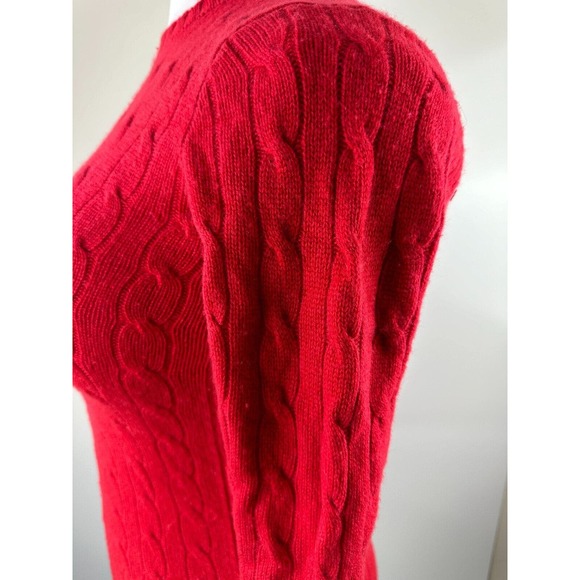 Ralph Lauren 100% Cashmere Slim Fit Cable Knit Crew Neck Sweater Red Size Small - Picture 11 of 15